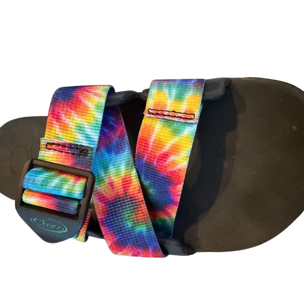 Chaco Chillos Slide Sandals Womens 7 Black Tie Dye Adjustable Strap Athletic - Picture 3 of 7